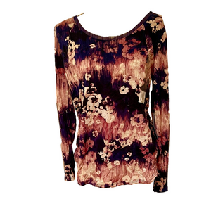 💕NWT Simply Vera navy blue mauve & white long sleeve top size medium